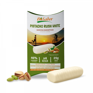 Barrita Energéticas Pistacho Rush White – Relleno de Pistacho Pack 4 Unidades x 25g